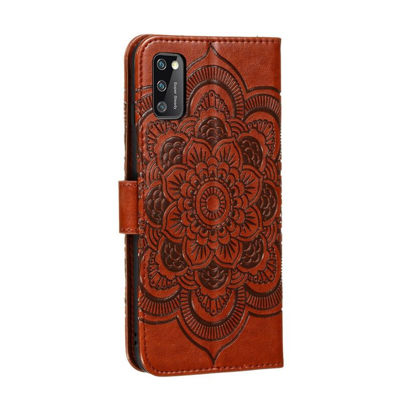 Capa De Couro Para Samsung Galaxy A41 Mandala Completa