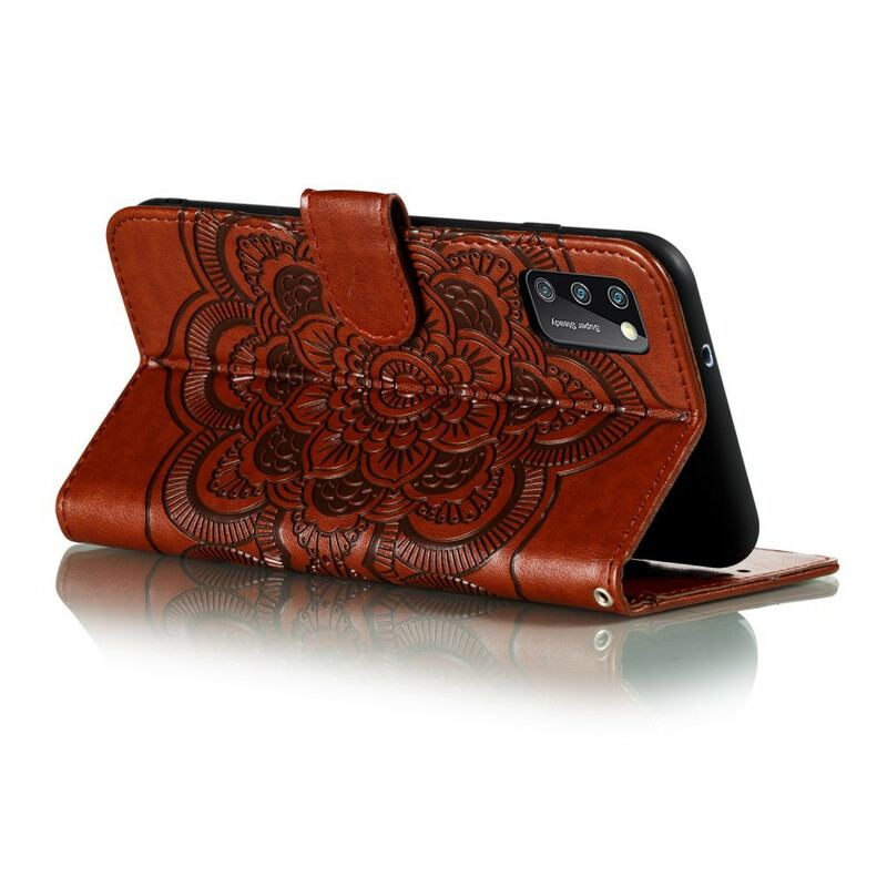 Capa De Couro Para Samsung Galaxy A41 Mandala Completa