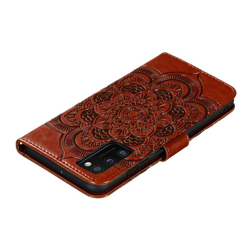 Capa De Couro Para Samsung Galaxy A41 Mandala Completa