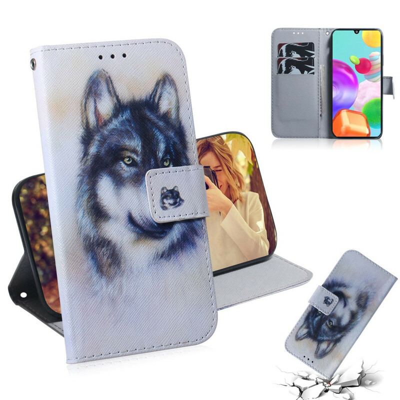 Capa De Couro Para Samsung Galaxy A41 Olhar Canino