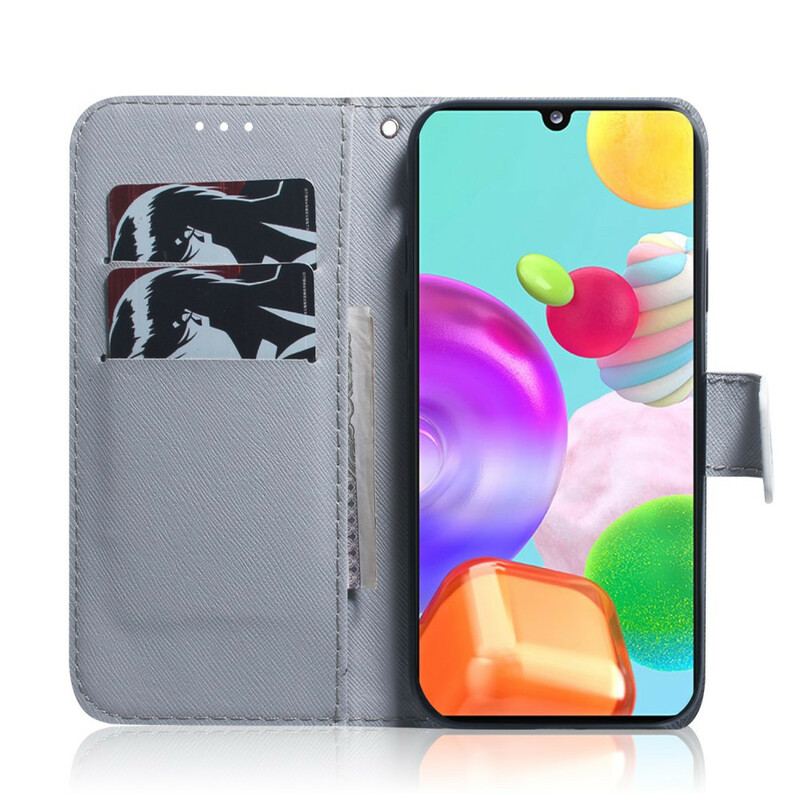 Capa Em Pele Para Samsung Galaxy A41 Pintura De Corujas