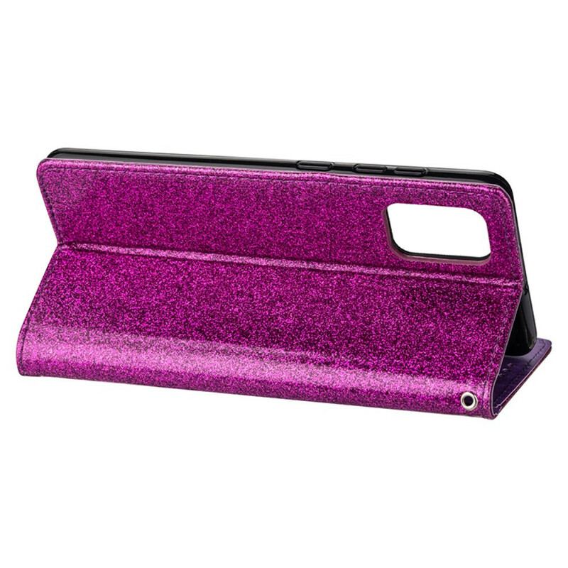 Capa Flip Para Samsung Galaxy A41 Bolsa De Moedas Glitter