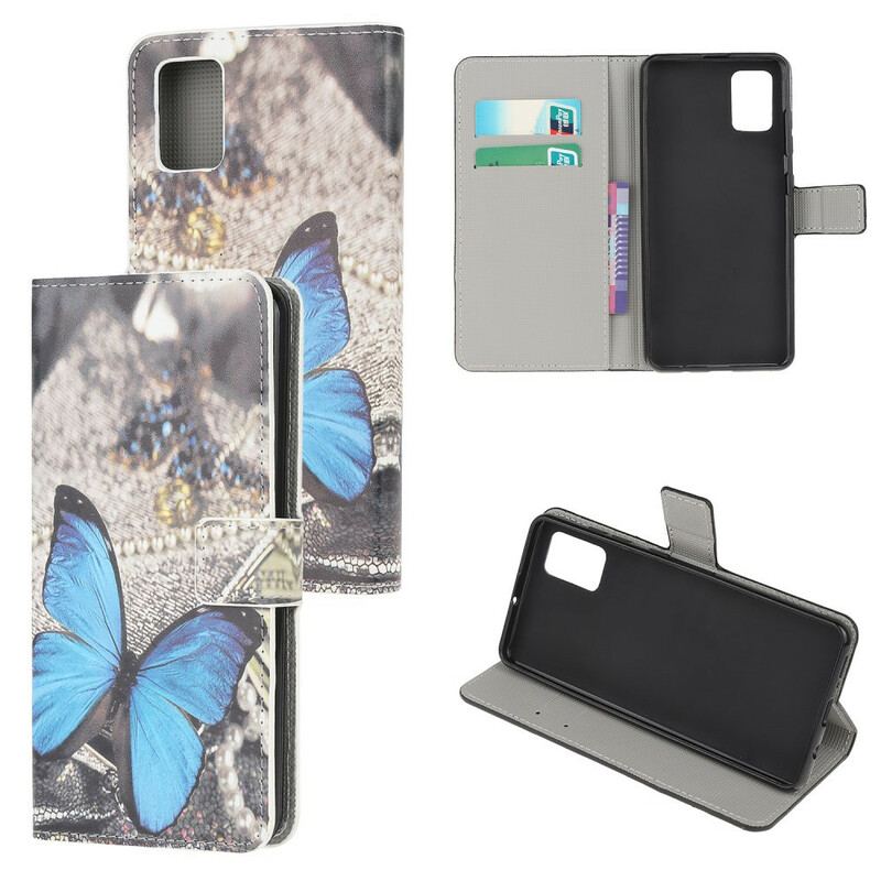 Capa Flip Para Samsung Galaxy A41 Borboleta Prestige Azul