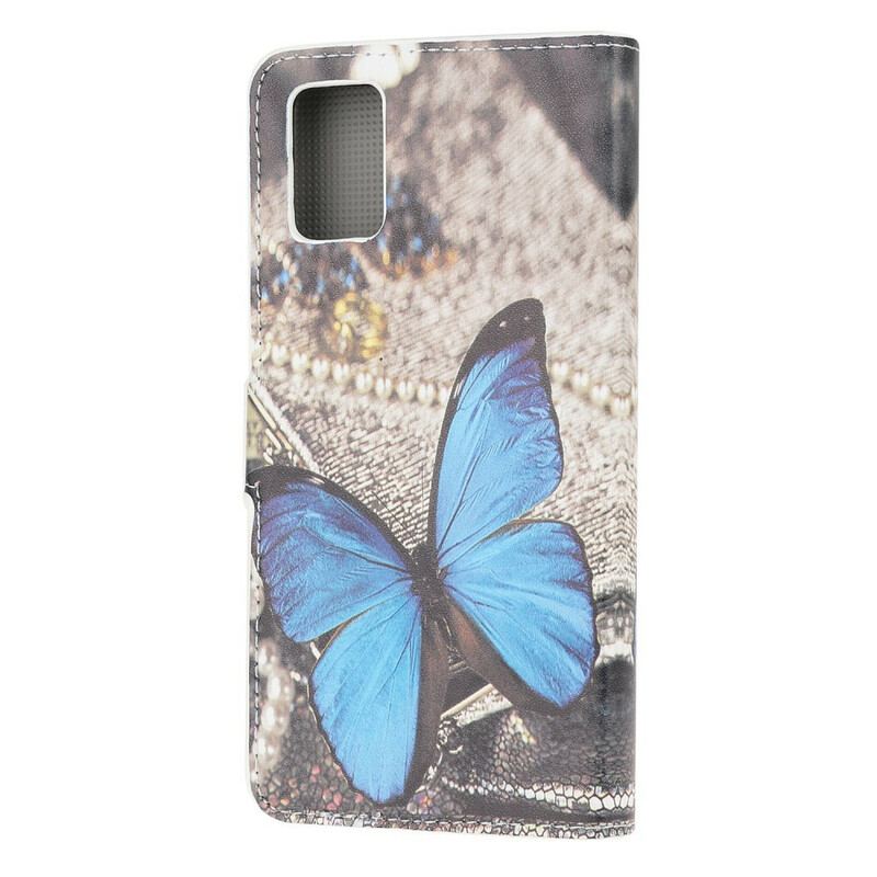 Capa Flip Para Samsung Galaxy A41 Borboleta Prestige Azul