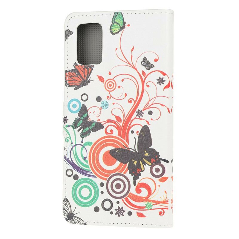 Capa Flip Para Samsung Galaxy A41 Borboletas E Flores