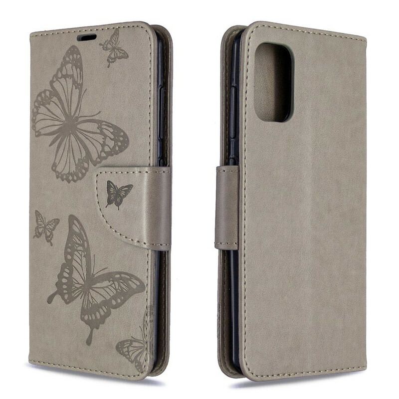 Capa Flip Para Samsung Galaxy A41 Borboletas Voando Com Cordão