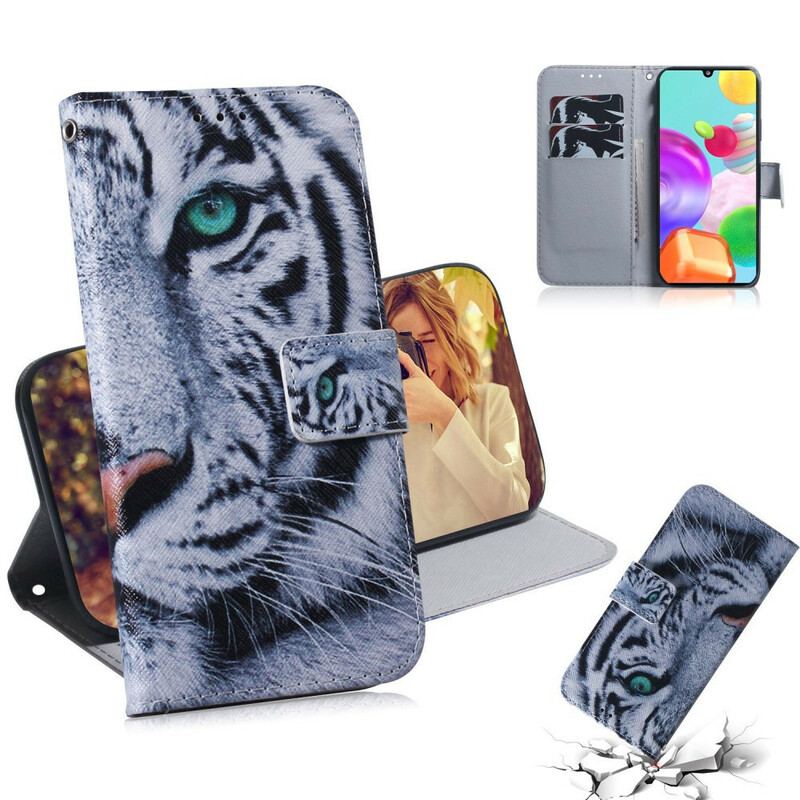 Capa Flip Para Samsung Galaxy A41 Cara De Tigre