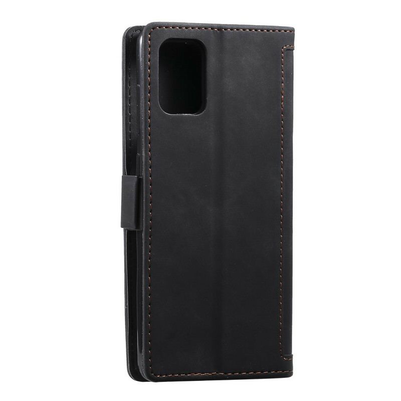 Capa Flip Para Samsung Galaxy A41 Contornos Reforçados Com Couro Sintético Em Dois Tons