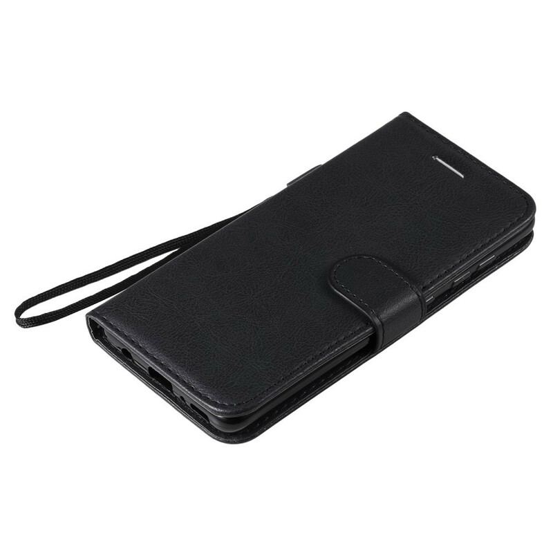 Capa Flip Para Samsung Galaxy A41 De Cordão Efeito De Couro Com Tiras