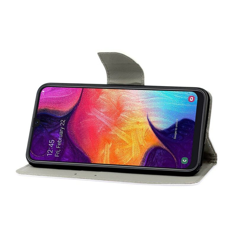 Capa Flip Para Samsung Galaxy A41 De Cordão Fio Dental Margaridas