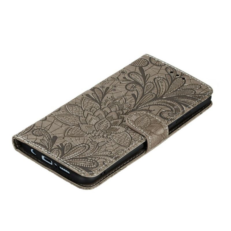 Capa Flip Para Samsung Galaxy A41 De Cordão Strap Flores Tribais