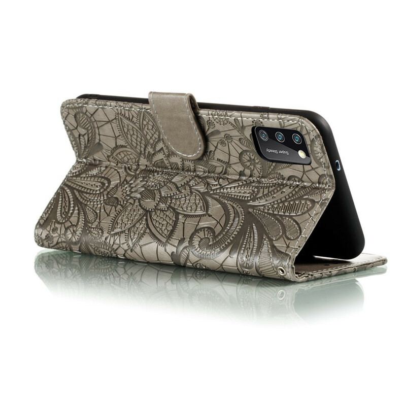 Capa Flip Para Samsung Galaxy A41 De Cordão Strap Flores Tribais