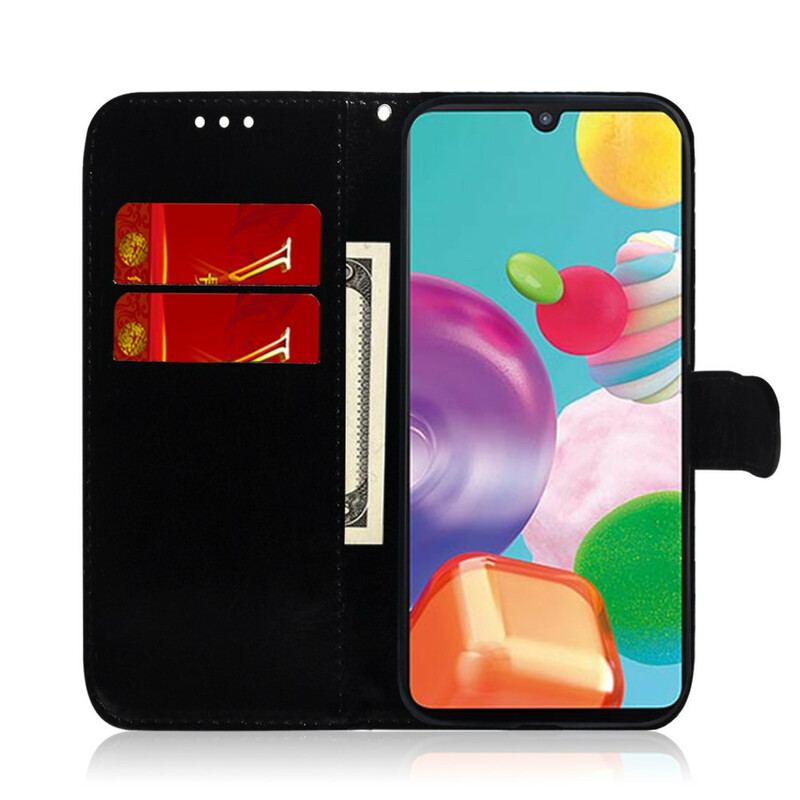 Capa Flip Para Samsung Galaxy A41 Capa De Espelho De Couro Sintético