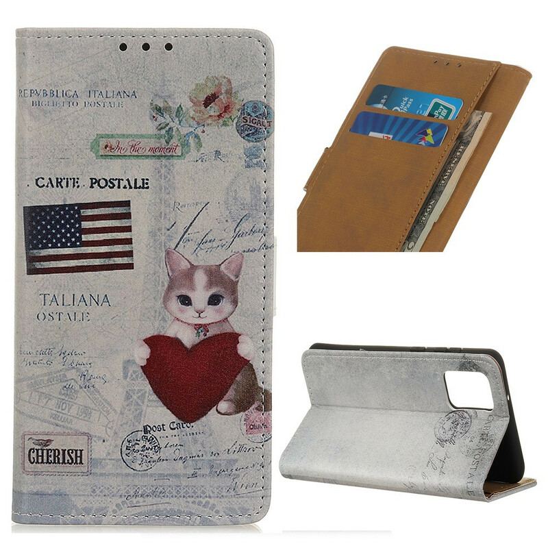 Capa Flip Para Samsung Galaxy A41 Gato Viajante