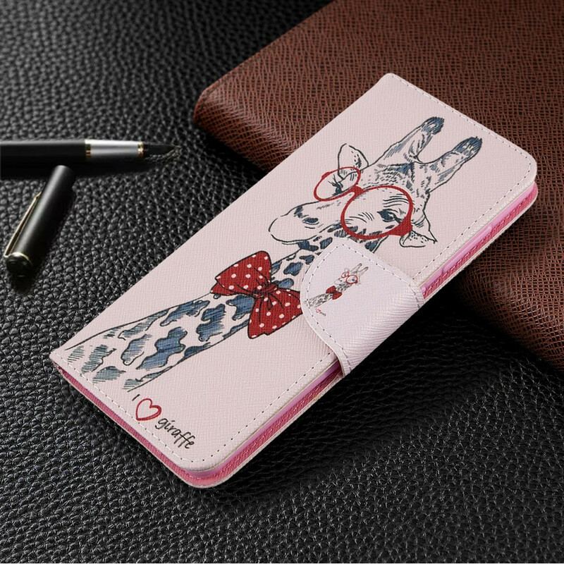 Capa Flip Para Samsung Galaxy A41 Girafa Inteligente