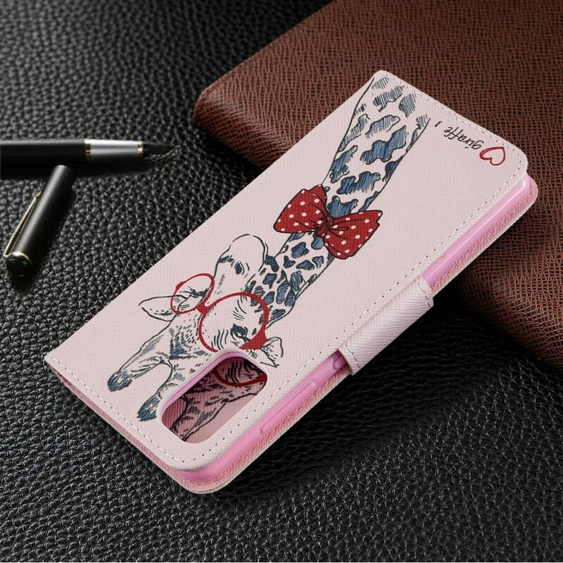 Capa Flip Para Samsung Galaxy A41 Girafa Inteligente