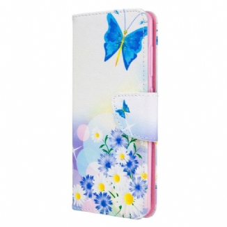 Capa Folio Para Samsung Galaxy A41 Borboletas E Flores Pintadas