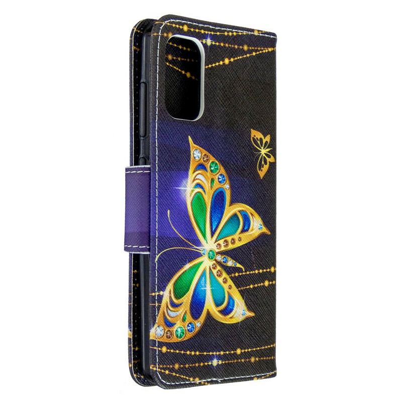 Capa Folio Para Samsung Galaxy A41 Borboletas Reis