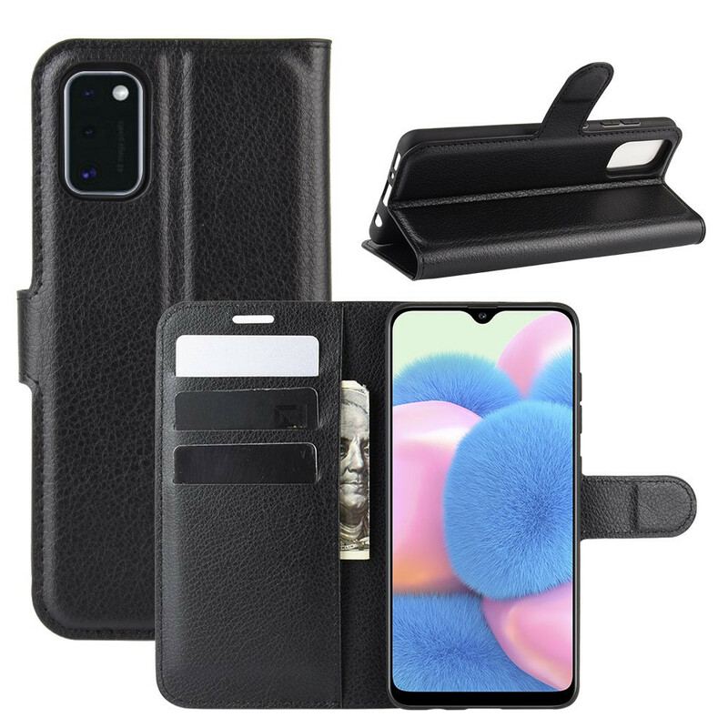 Capa Folio Para Samsung Galaxy A41 Clássico Efeito Couro Lichia