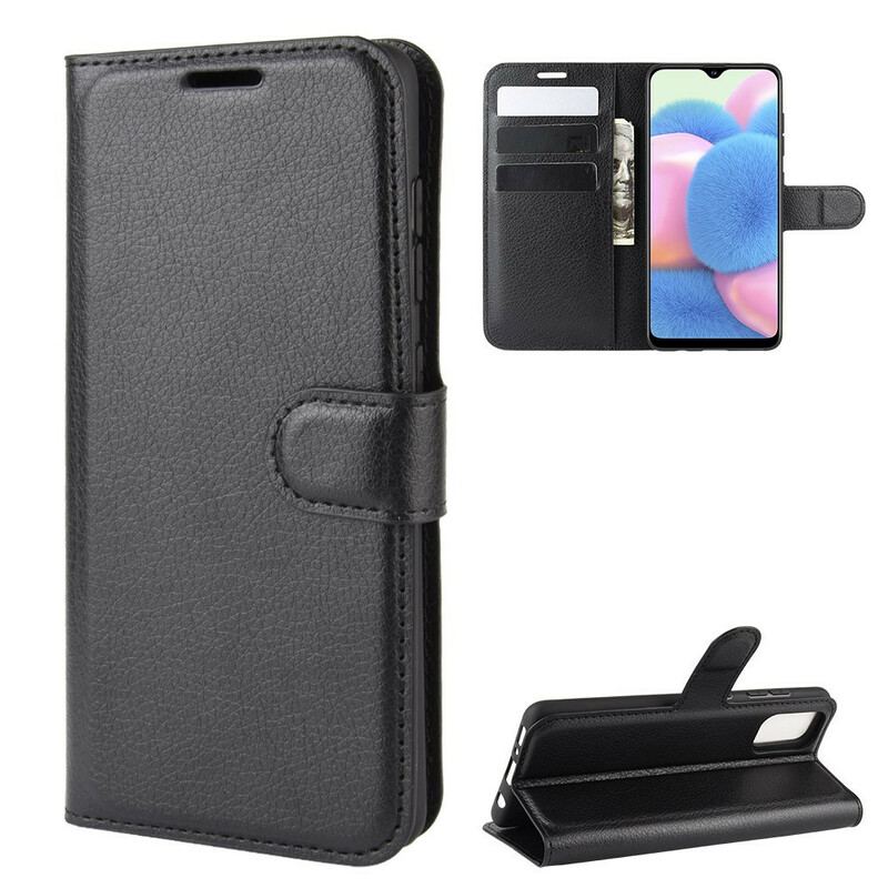 Capa Folio Para Samsung Galaxy A41 Clássico Efeito Couro Lichia