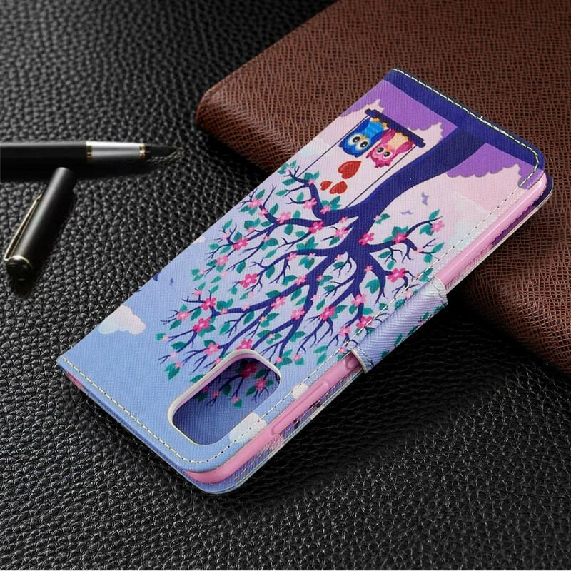 Capa Folio Para Samsung Galaxy A41 Corujas No Balanço