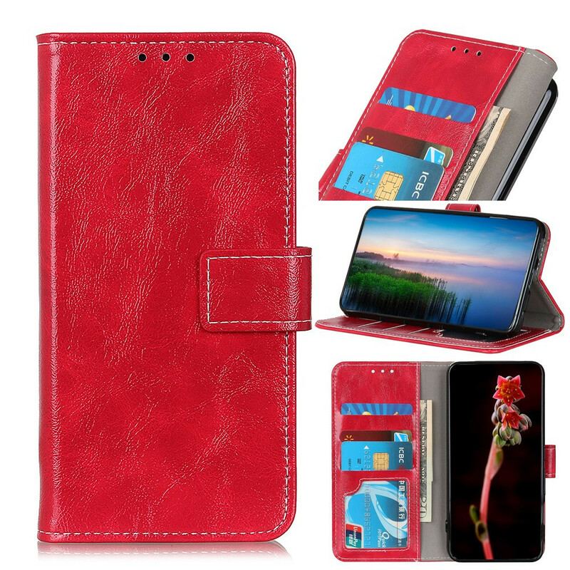 Capa Folio Para Samsung Galaxy A41 Costuras Brilhantes E Visíveis