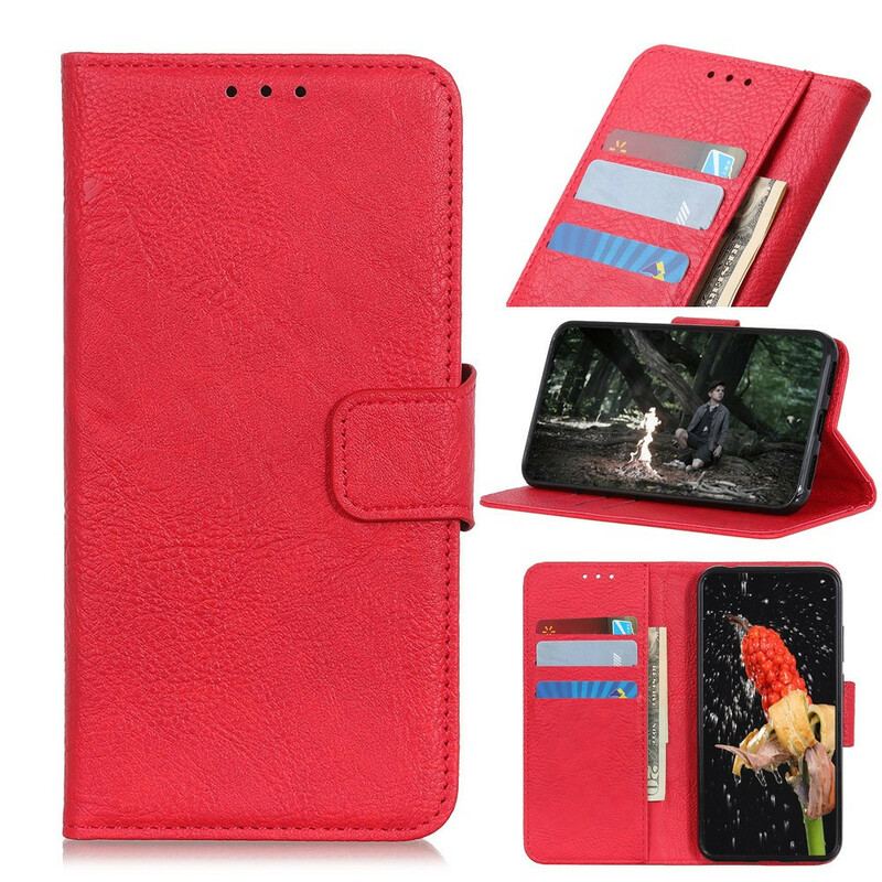 Capa Folio Para Samsung Galaxy A41 Couro Sintético De Lichia Simples