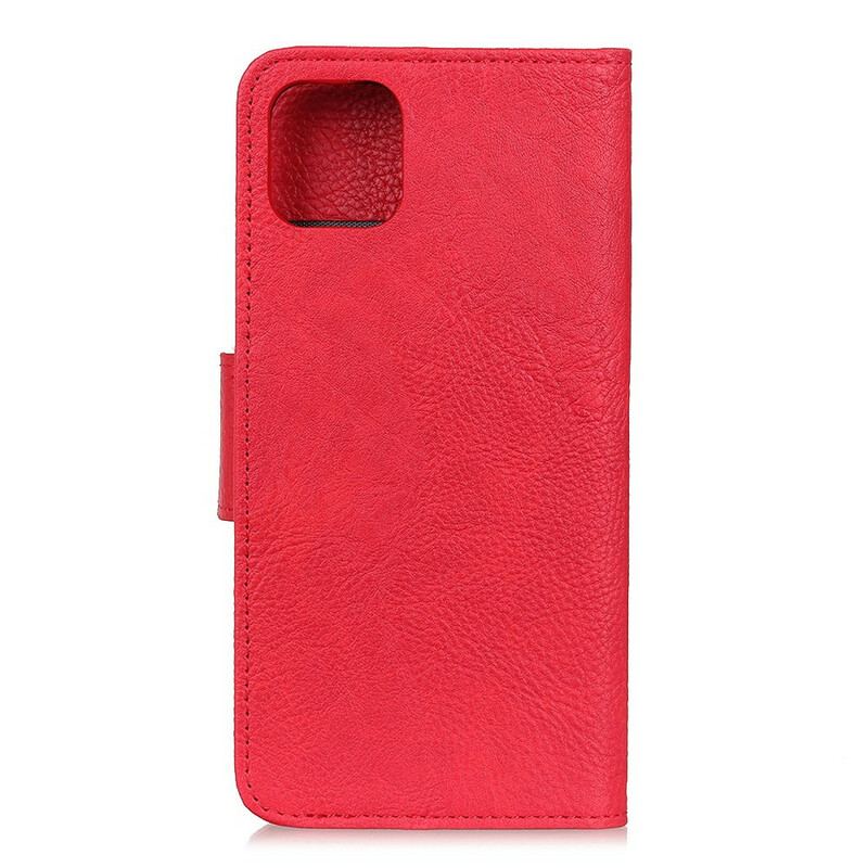 Capa Folio Para Samsung Galaxy A41 Couro Sintético De Lichia Simples