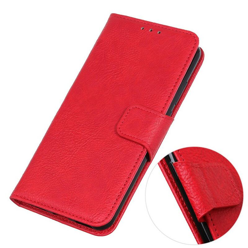 Capa Folio Para Samsung Galaxy A41 Couro Sintético De Lichia Simples