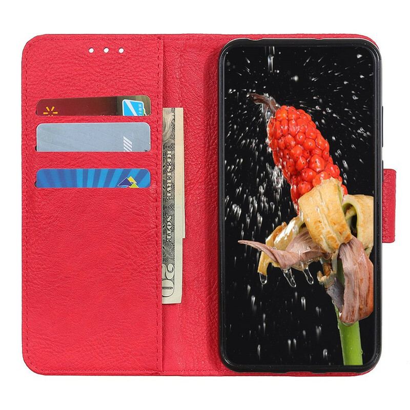 Capa Folio Para Samsung Galaxy A41 Couro Sintético De Lichia Simples