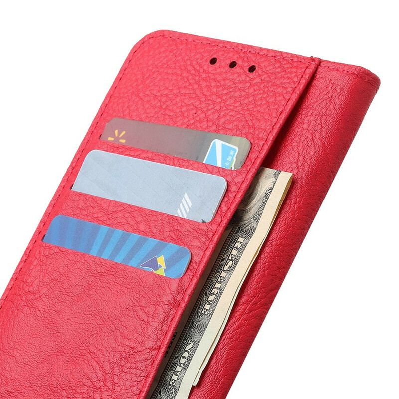 Capa Folio Para Samsung Galaxy A41 Couro Sintético De Lichia Simples