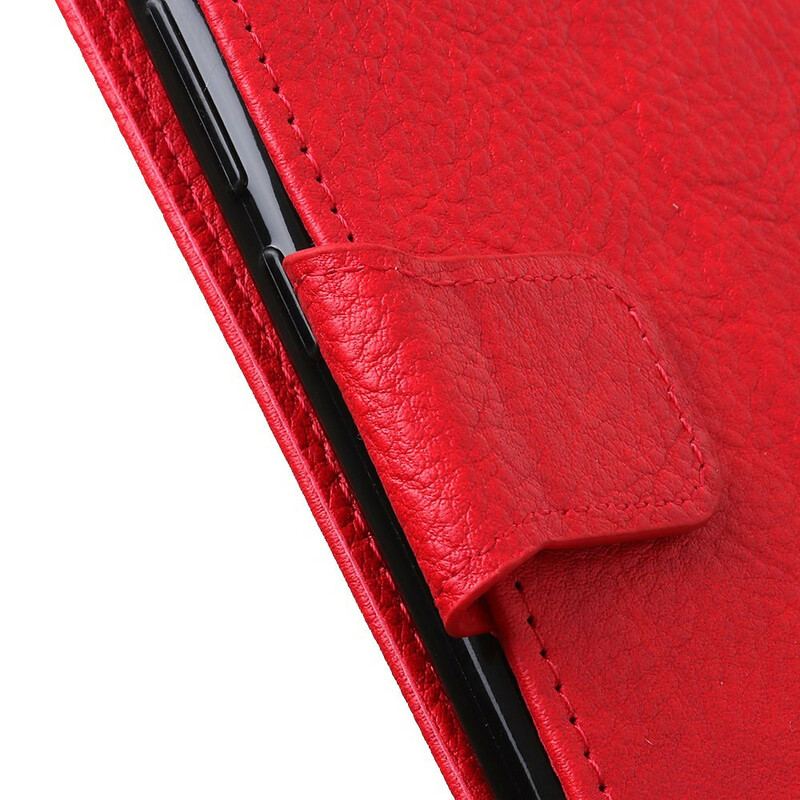 Capa Folio Para Samsung Galaxy A41 Couro Sintético De Lichia Simples