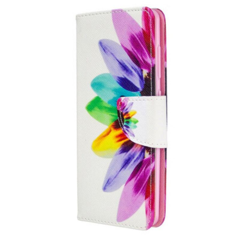 Capa Folio Para Samsung Galaxy A41 Flor Aquarela