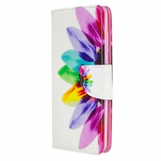 Capa Folio Para Samsung Galaxy A41 Flor Aquarela