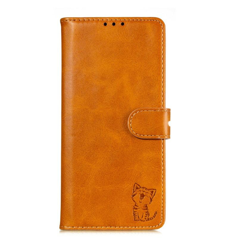 Capa Folio Para Samsung Galaxy A41 Gatinho De Couro Falso