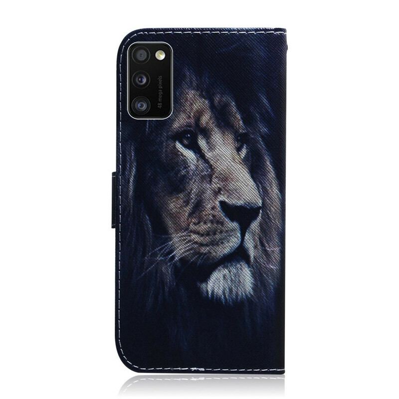 Capa Folio Para Samsung Galaxy A41 Leão Sonhador