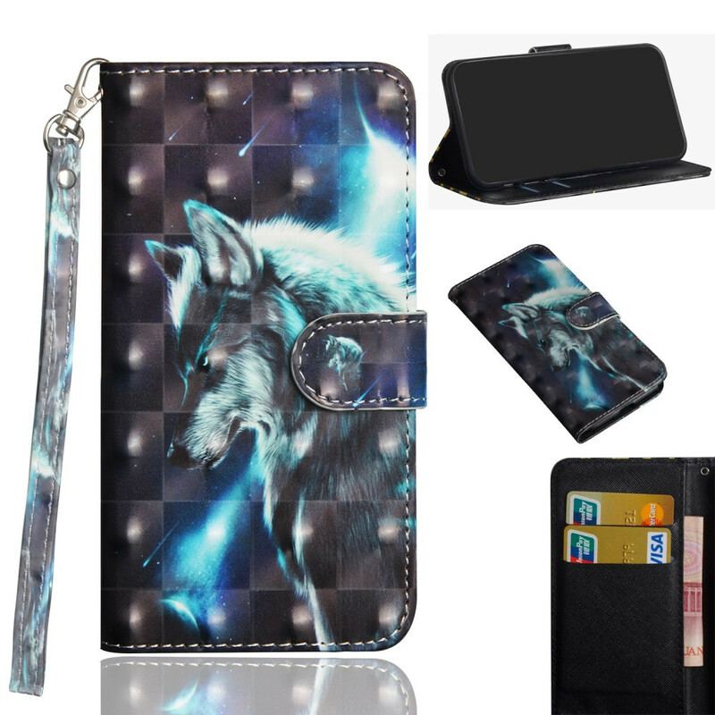 Capa Folio Para Samsung Galaxy A41 Lobo Majestoso