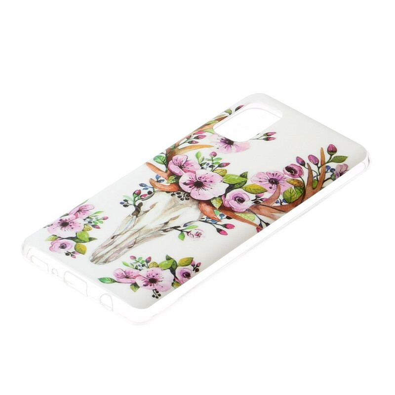 Capa Para Samsung Galaxy A41 Alce Floral Fluorescente