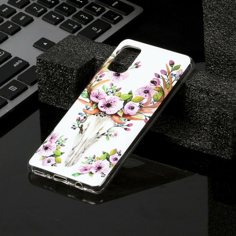 Capa Para Samsung Galaxy A41 Alce Floral Fluorescente