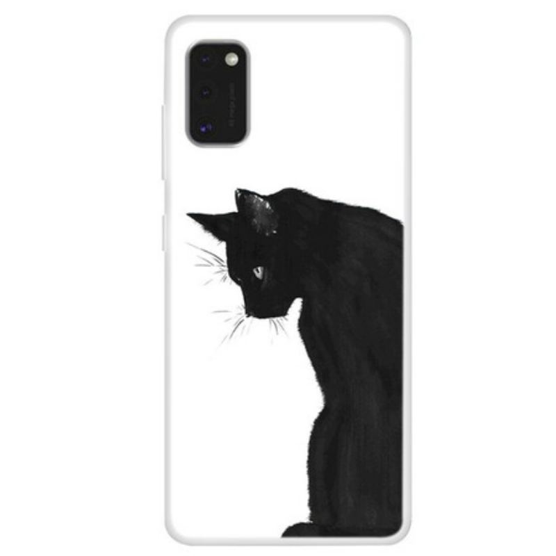 Capa Para Samsung Galaxy A41 Gato Preto Pensativo