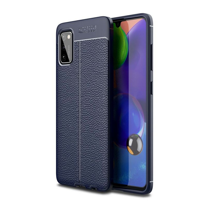 Capa Para Samsung Galaxy A41 Linha Dupla Efeito Couro Litchi