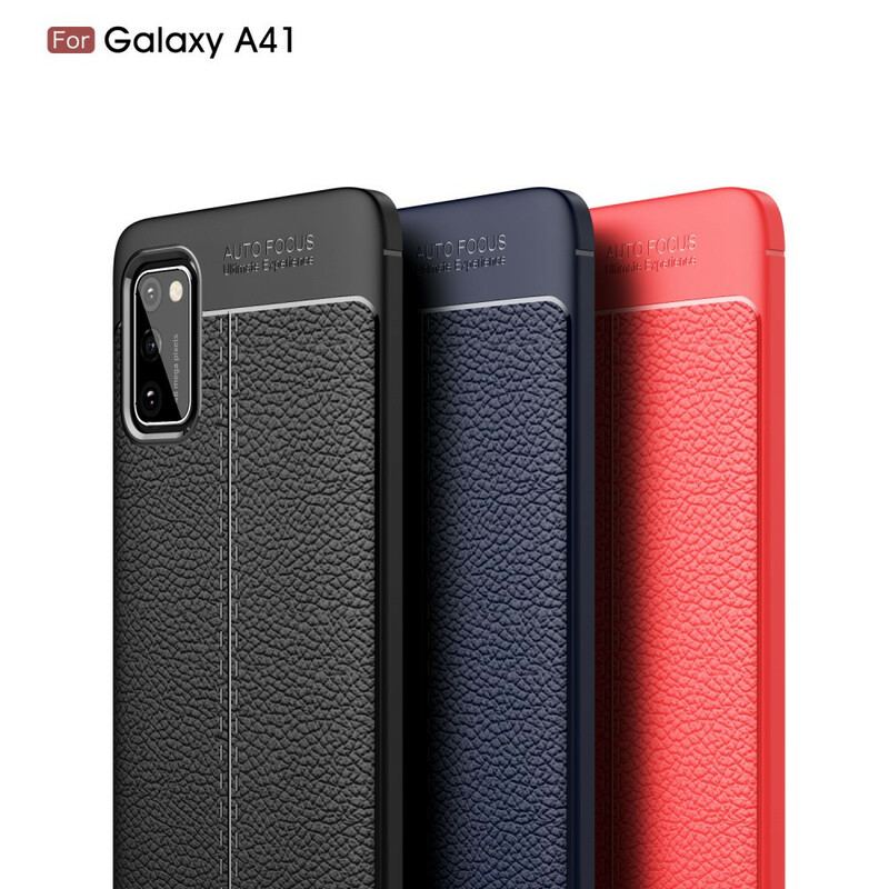 Capa Para Samsung Galaxy A41 Linha Dupla Efeito Couro Litchi