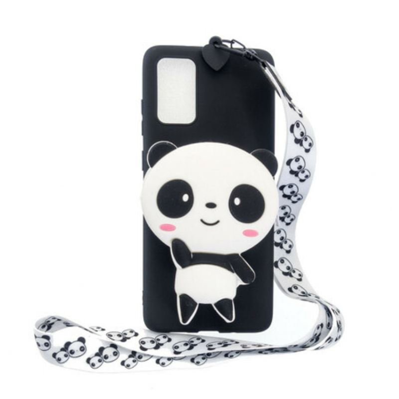 Capa Para Samsung Galaxy A41 Panda 3d Com Cordão De Mosquetão