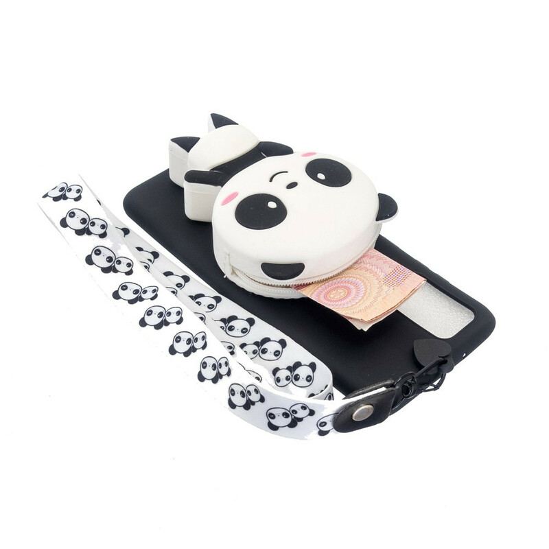 Capa Para Samsung Galaxy A41 Panda 3d Com Cordão De Mosquetão