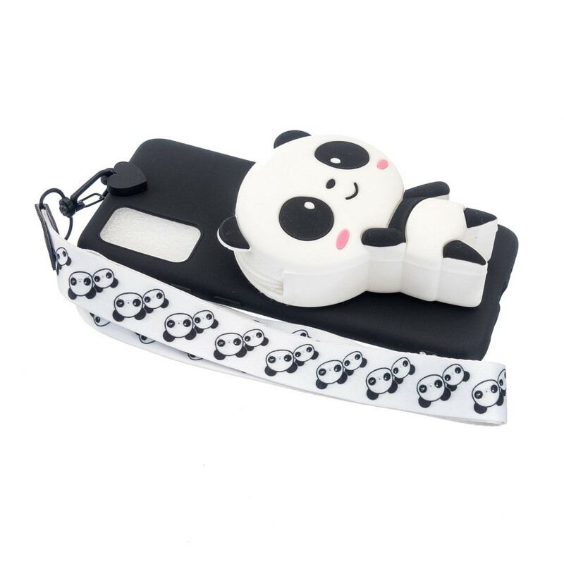 Capa Para Samsung Galaxy A41 Panda 3d Com Cordão De Mosquetão