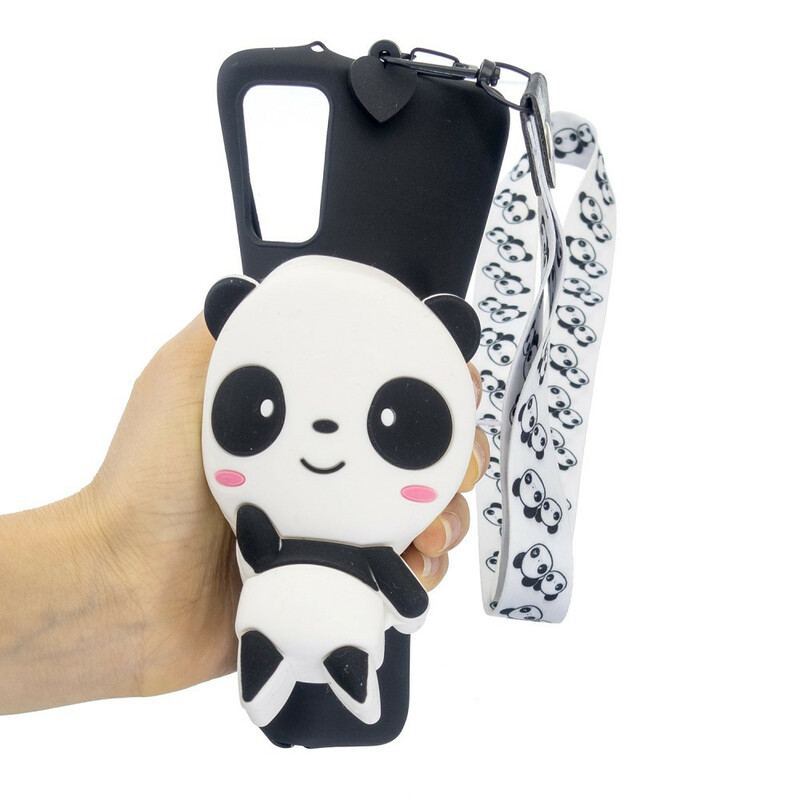 Capa Para Samsung Galaxy A41 Panda 3d Com Cordão De Mosquetão