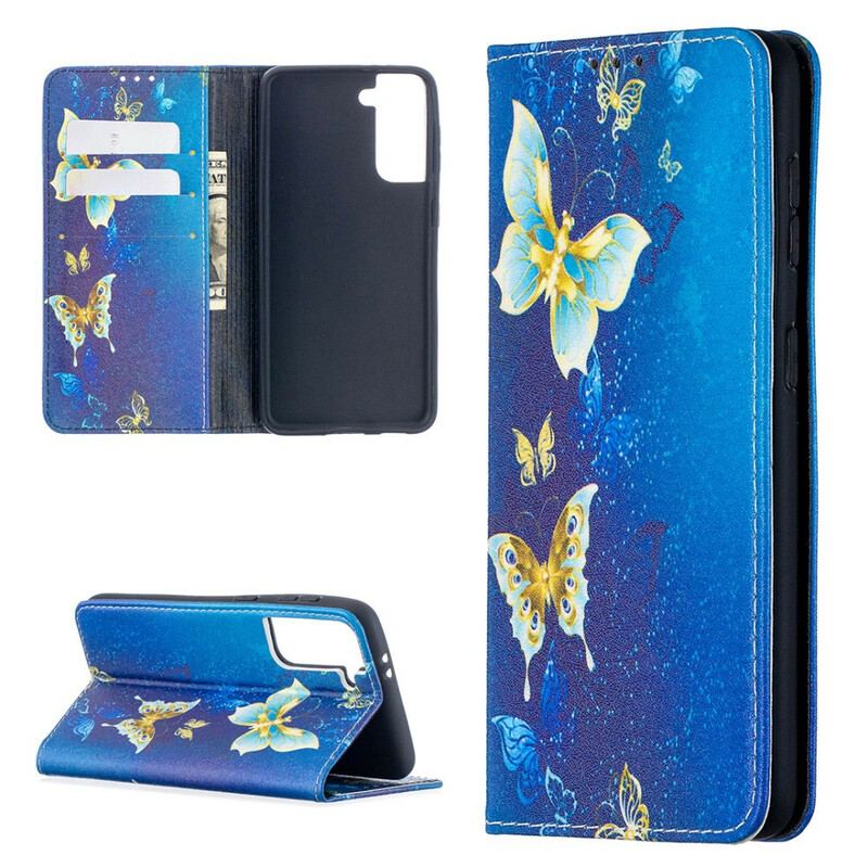 Capa De Celular Para Samsung Galaxy S21 5G Flip Borboletas Coloridas