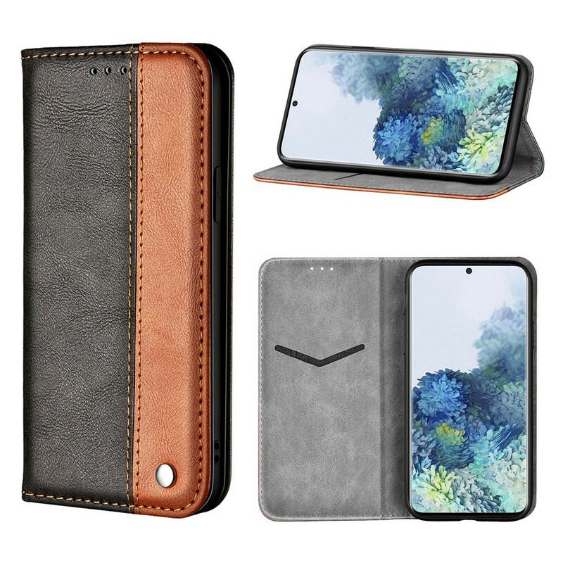 Capa De Celular Para Samsung Galaxy S21 5G Flip Efeito De Couro De Dois Tons