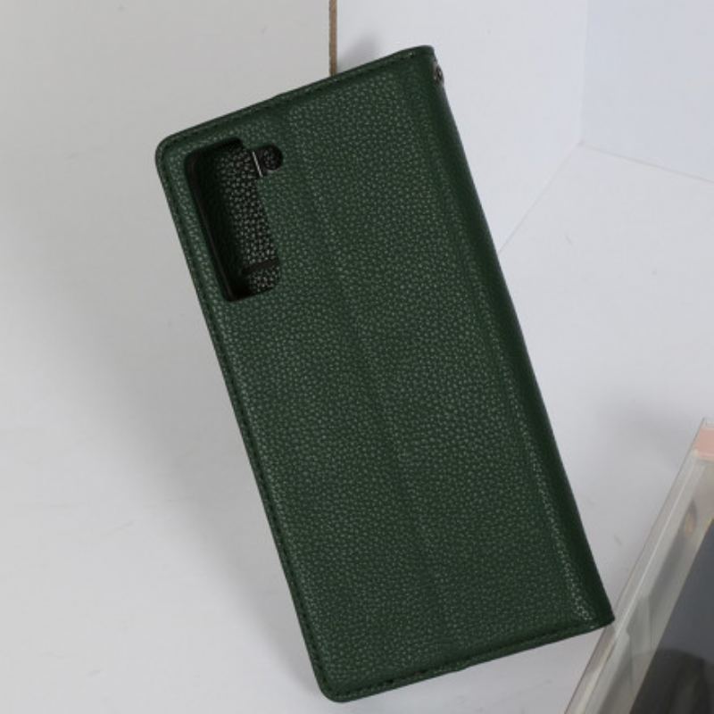 Capa De Celular Para Samsung Galaxy S21 5G Flip Efeito Couro Hanman