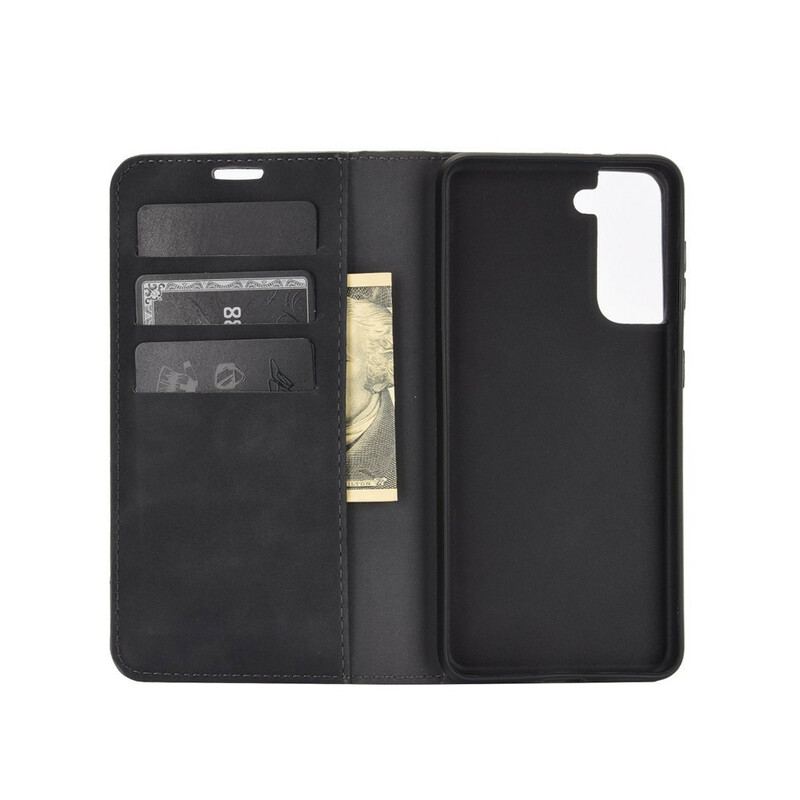 Capa De Celular Para Samsung Galaxy S21 5G Flip Efeito Couro Macio